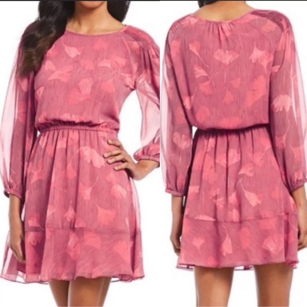H By Halston Dress Floral Chiffon Raglan Sleeves
Blouson Dress Pink Coral